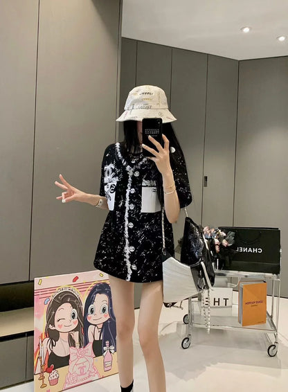 New Round Neck Color Long Letter Embroidery Short Sleeve 1024050912