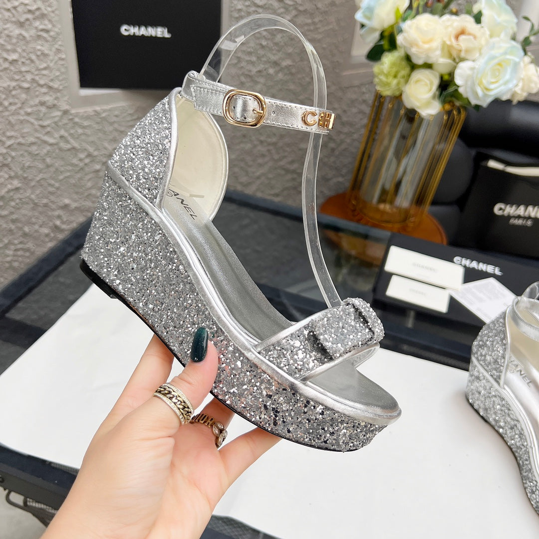 Chane1 top fashion thick sole sequined sandals 0724030815