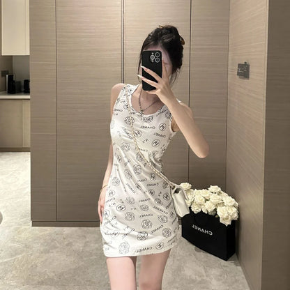 New Printed Dress Hot Girl Knitted Sexy Skirt 1024070316