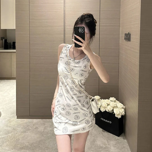 New Printed Dress Hot Girl Knitted Sexy Skirt 1024070316