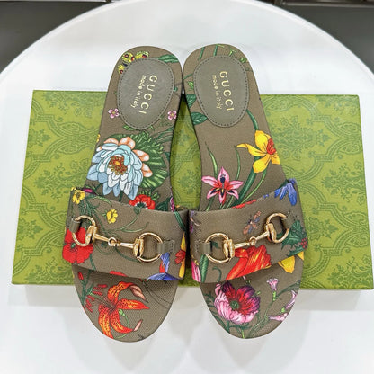 GG New Floral Horsebit Buckle Women's Slippers 1025070413