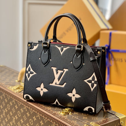 Handmade Bicolor Empreinte Leather Handbag On the Go