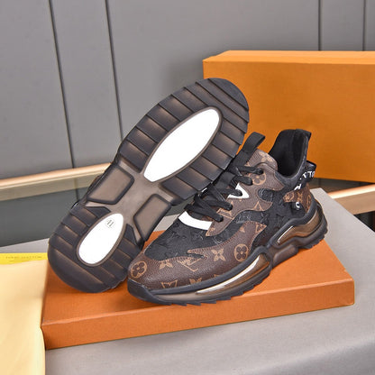 V22 Brown Color Block Cushion Sole Sneakers