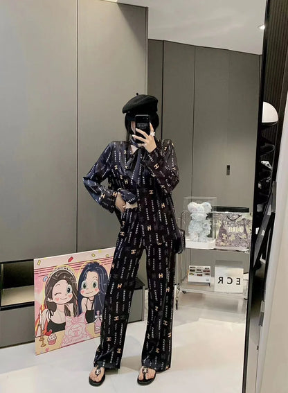 Premium Satin Print Shirt Trousers Suit 1024050910