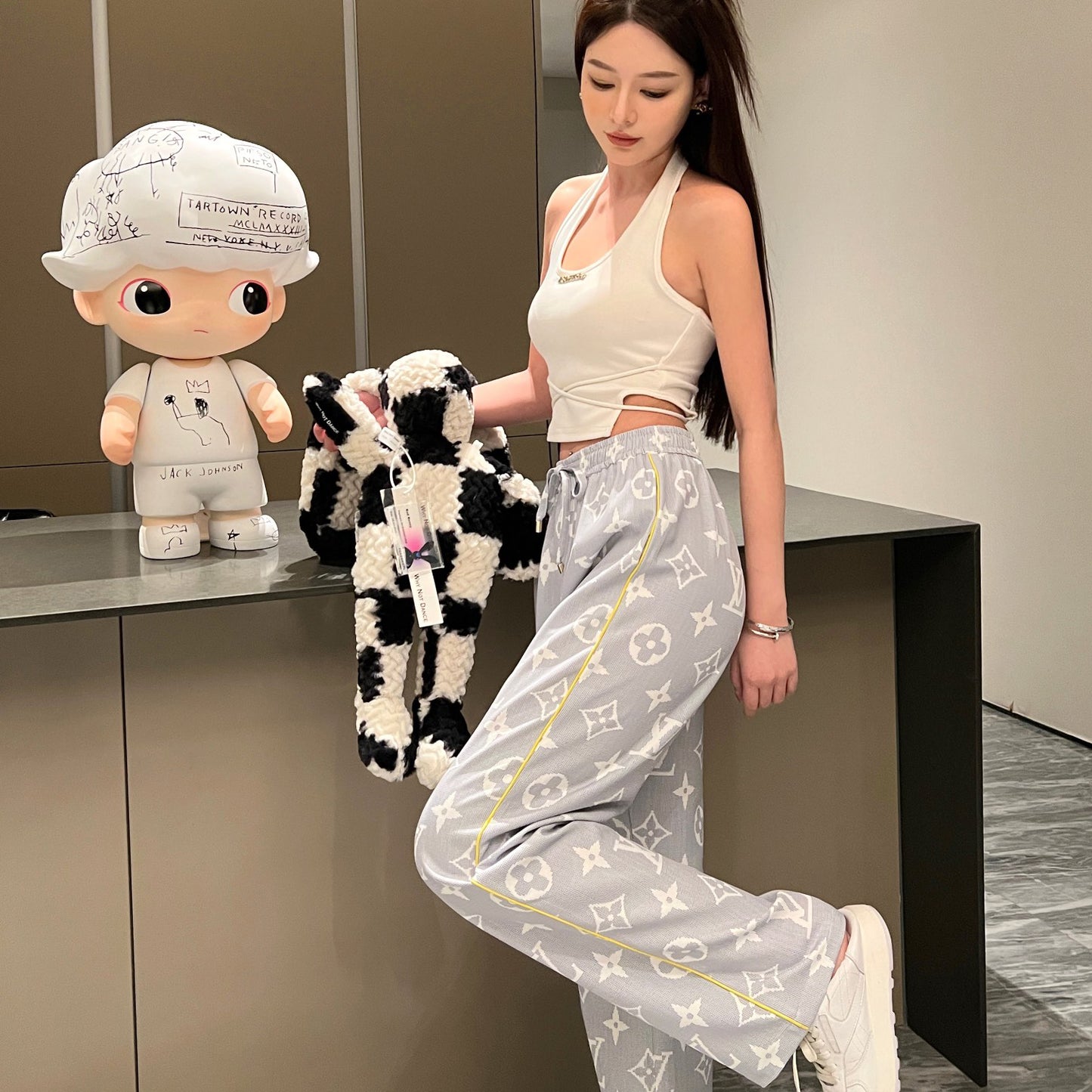 print wide-leg pants