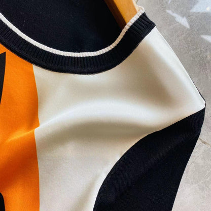 New Satin Fashion Printed T-shirt Short Sleeve 1024052116