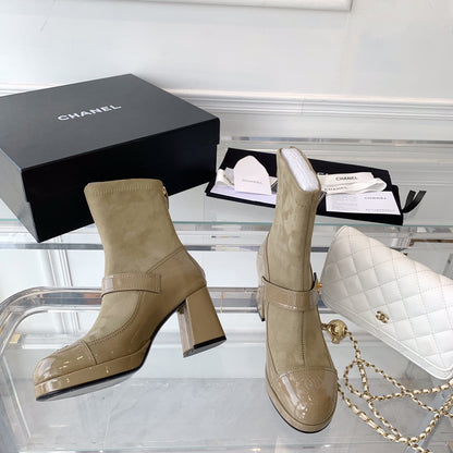 CNL Fashionable Leather and Suede Boots 0724102318