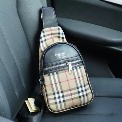 Men's fashion versatile plaid chest bag 1024032806