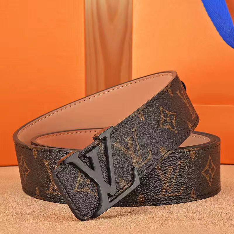 Men's belt high-grade letter leather business belt trend all-match strong and durable middle-aged and young casual pants belt