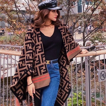 Brown F letter pure cashmere scarf PD0823112102