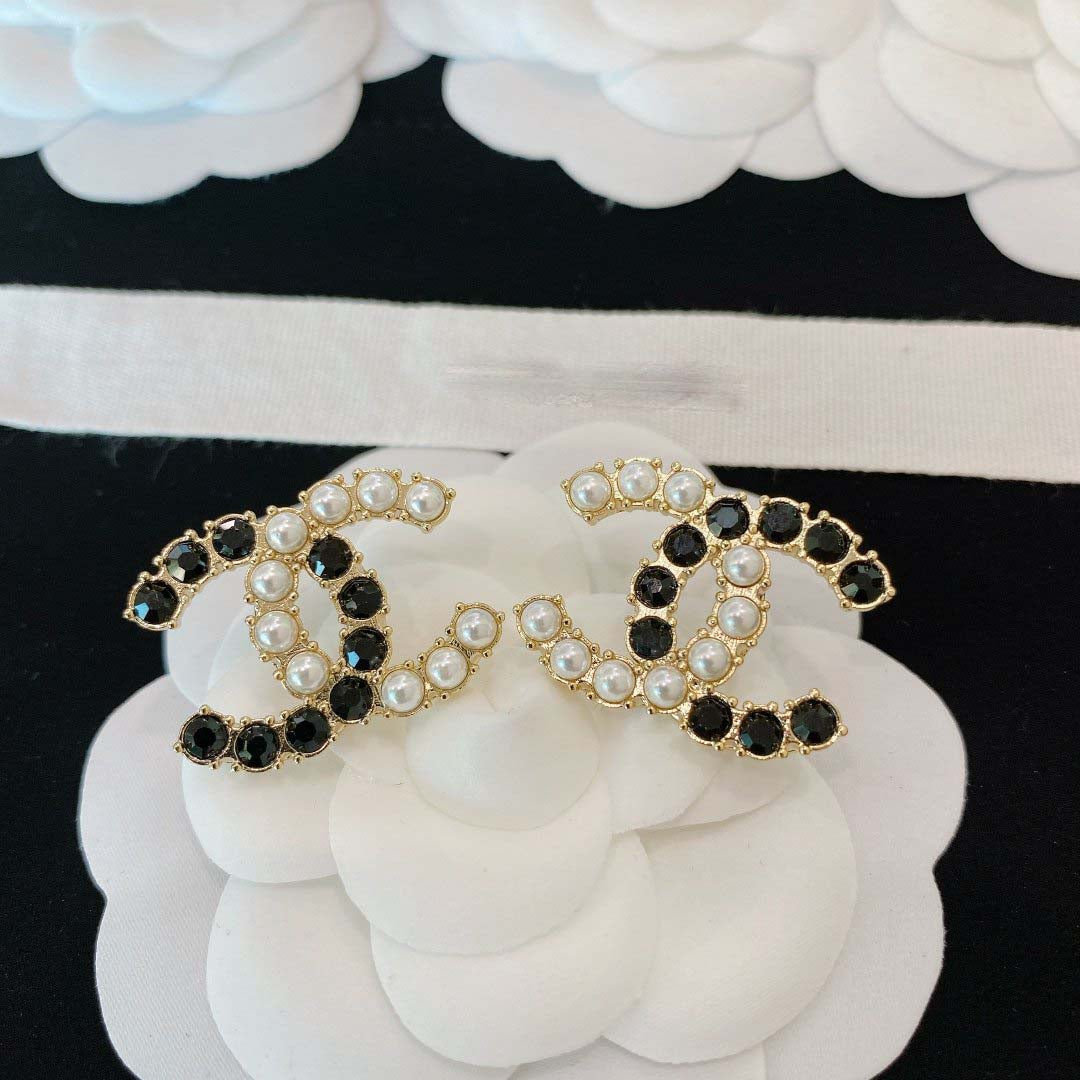 Black And White Masonry Earrings