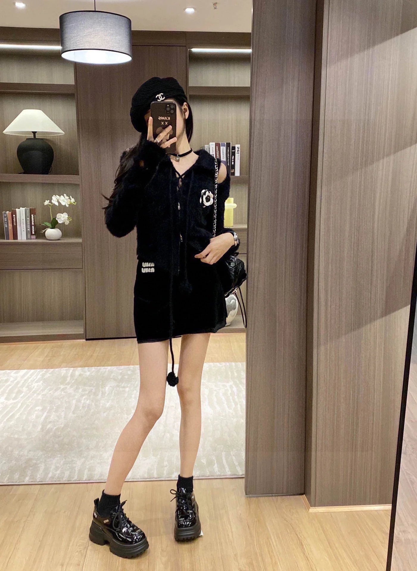 CHA Camellia Mink Fur Ball Strap Sweater 0724012303