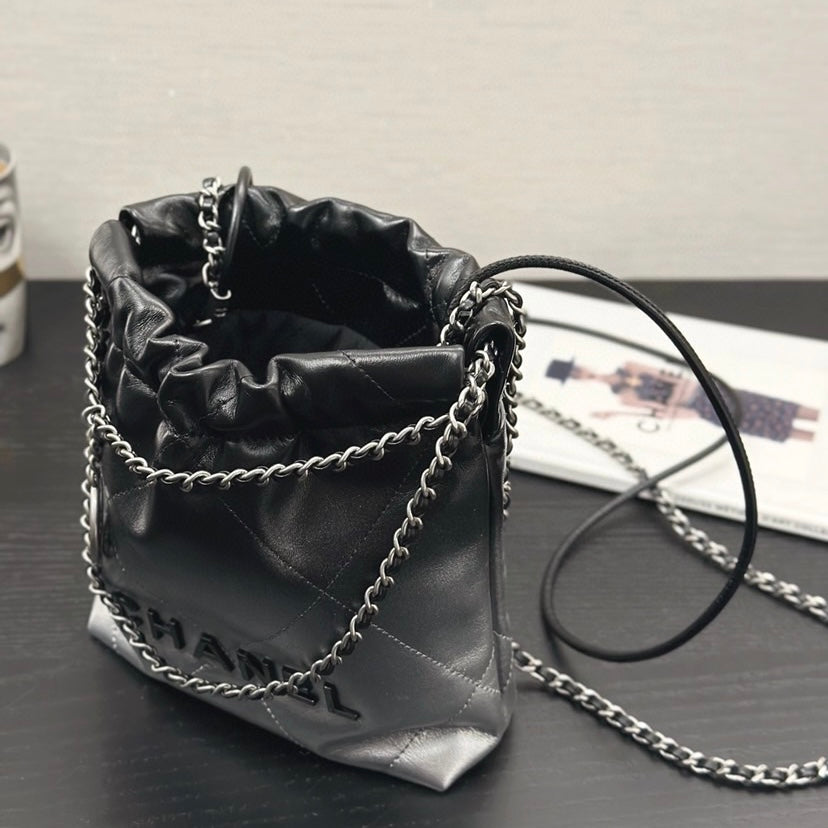 New black and silver gradient plaid bag 071