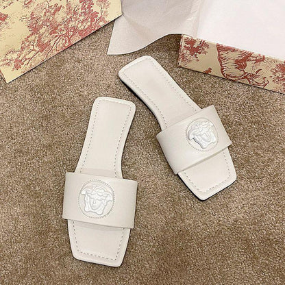 New Sandals Fashion Square Toe Beach One-word Sandals 1024040206