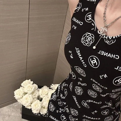 New Printed Dress Hot Girl Knitted Sexy Skirt 1024070316