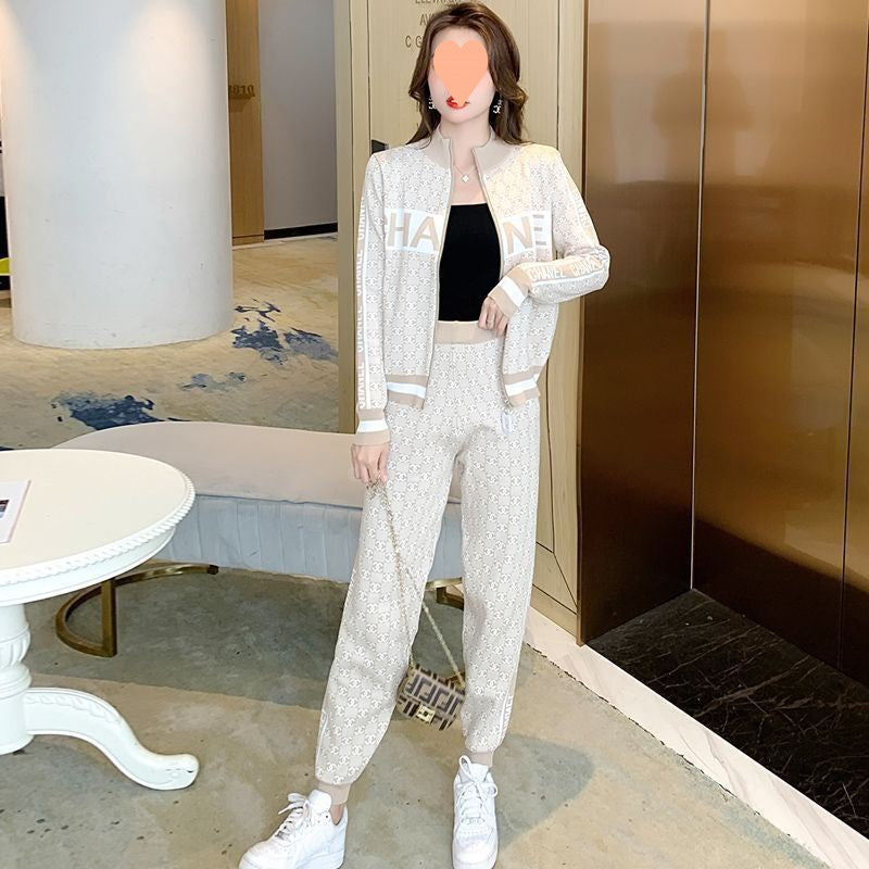 Fashion knitted casual cardigan two-piece set PF1023101324