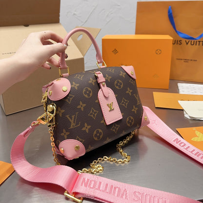 Handmade Leather Shoulder bag 3WAY COLORS black and peach