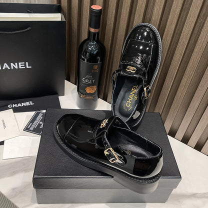 Retro versatile patent leather loafers Mary Jane shoes 0724030507