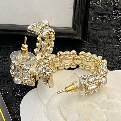 Gorgeous Diamond Double C Earrings 1025012228