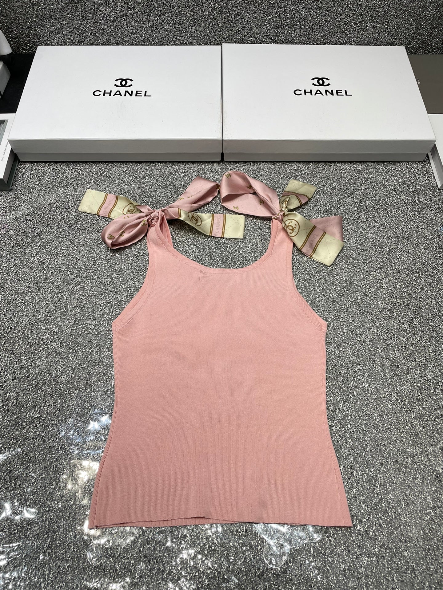 Summer new style tie bow jacquard knitted vest 0724042302