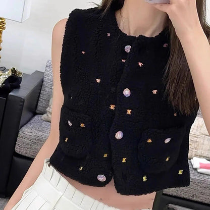 Early Spring New Embroidered Age-reducing Knitted Cardigan Vest Top 1024030710