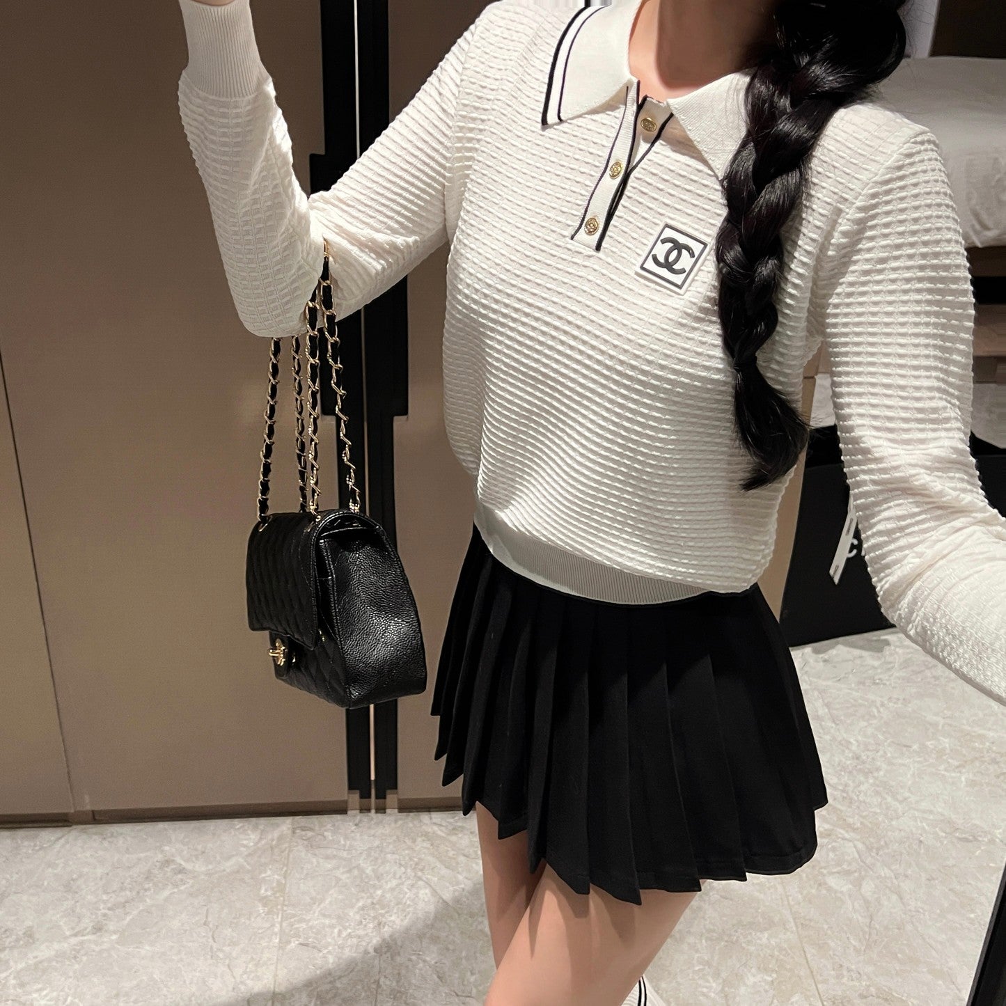 CNL Stand collar knitted long sleeve sweater 0724090303