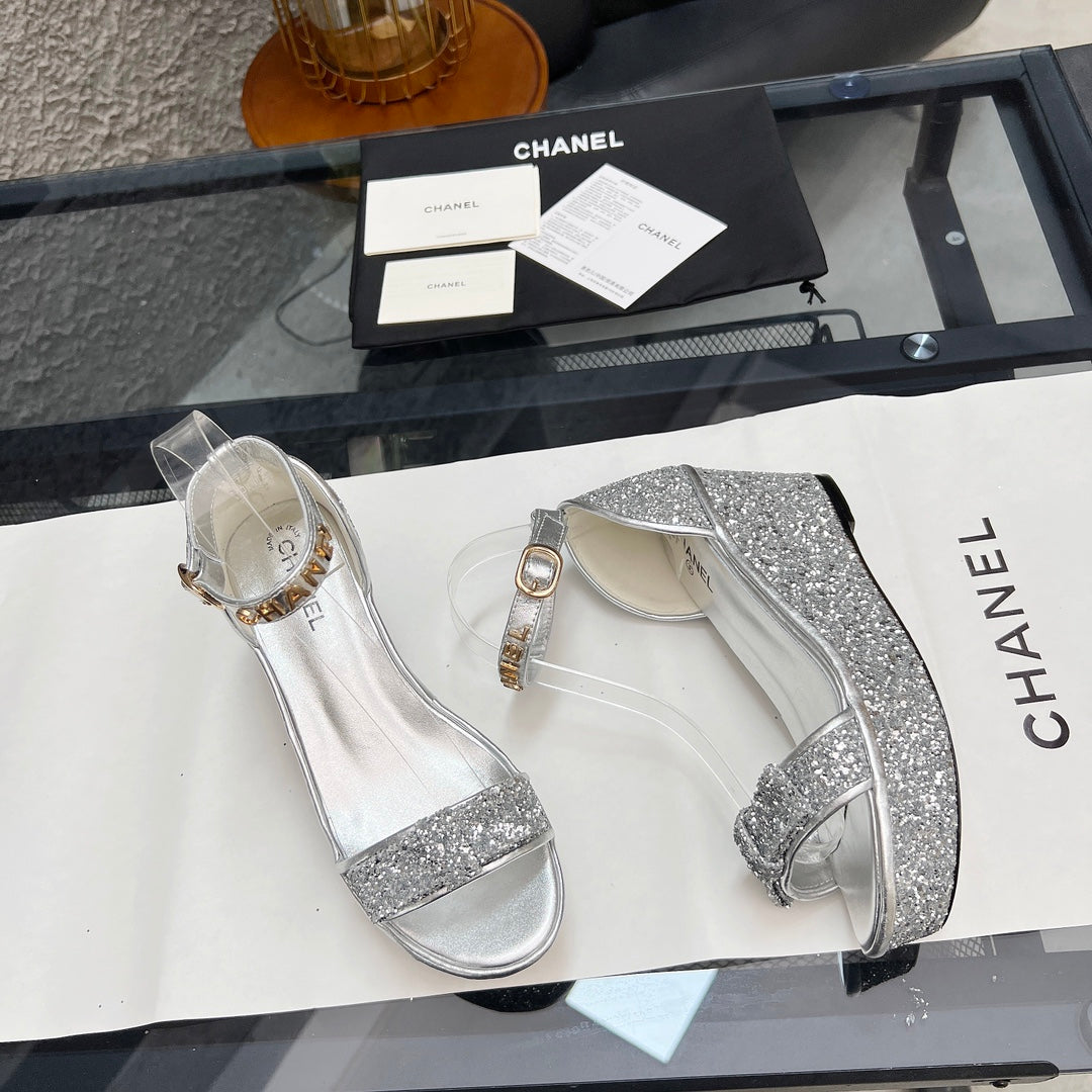 Chane1 top fashion thick sole sequined sandals 0724030815