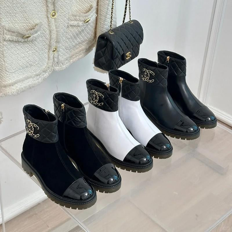 Fashion Diamond Patterned Martin Short Boots 1023120406