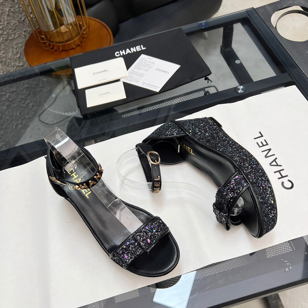 Chane1 top fashion thick sole sequined sandals 0724030815