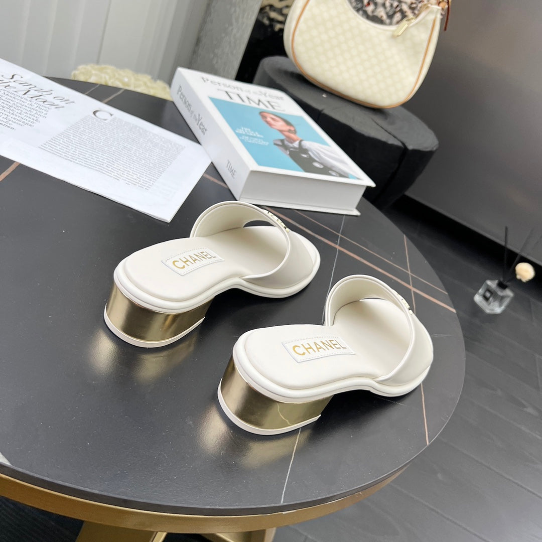 Chane1 top fashion low heel leather slippers 0724030810