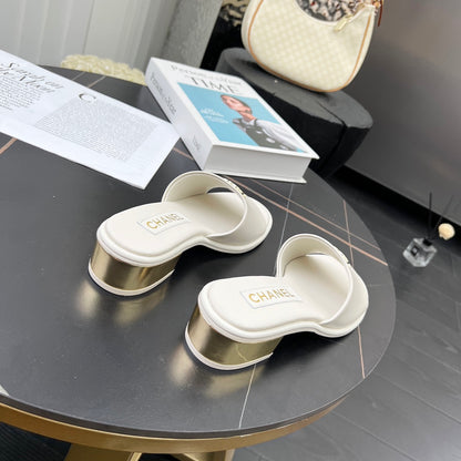 Chane1 top fashion low heel leather slippers 0724030810