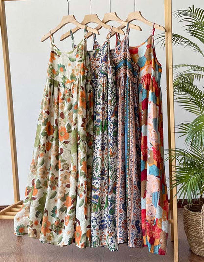 Bohemian Holiday Loose Floral Sling Dress
