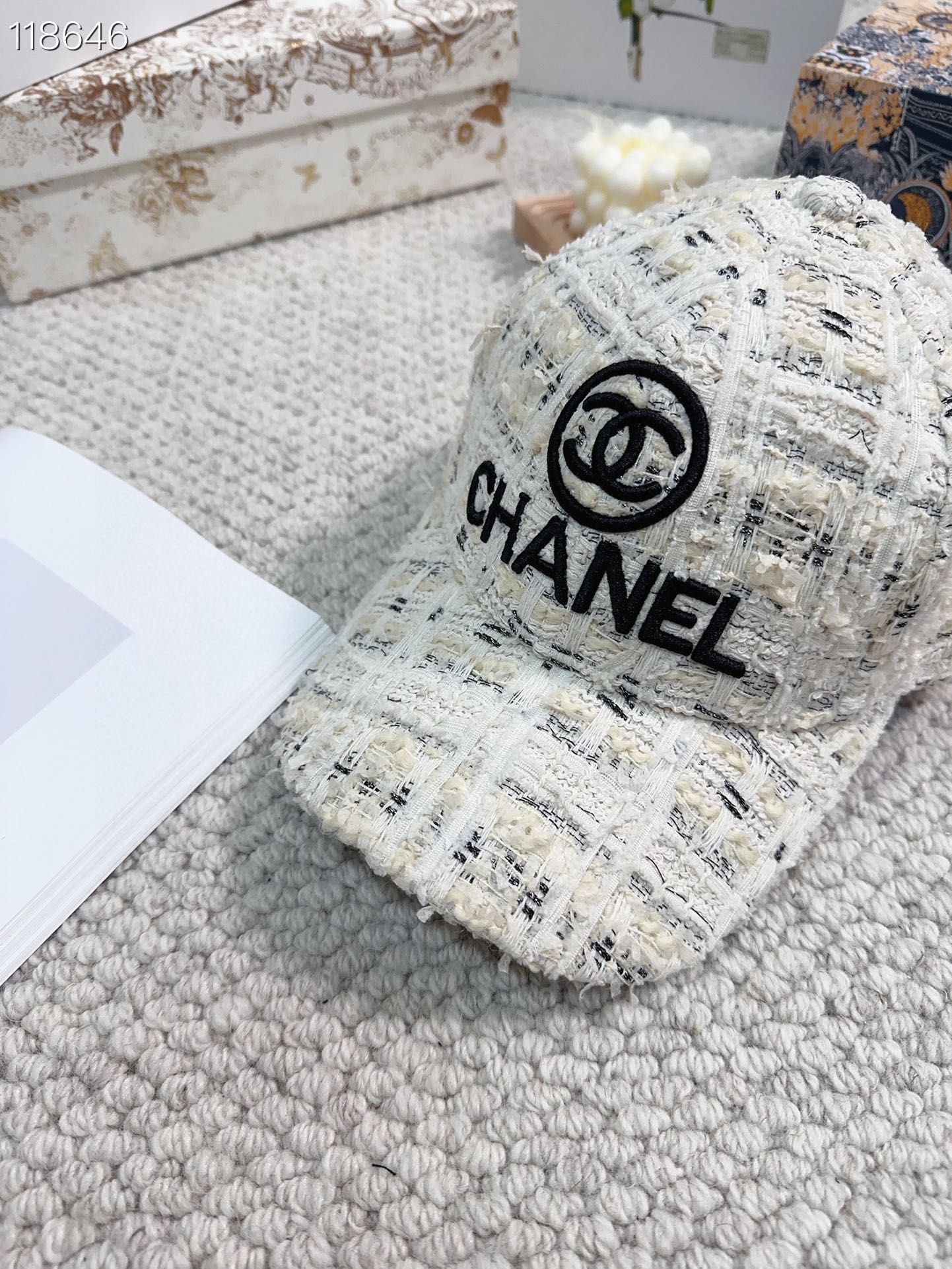 Woolen fabric small fragrant style baseball cap XC0823110804
