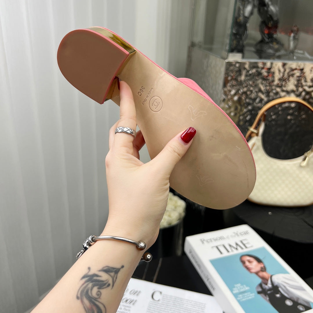 Chane1 top fashion low heel suede slippers 0724030809