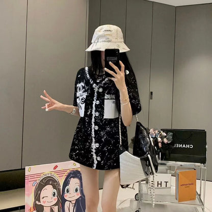 New Round Neck Color Long Letter Embroidery Short Sleeve 1024050912