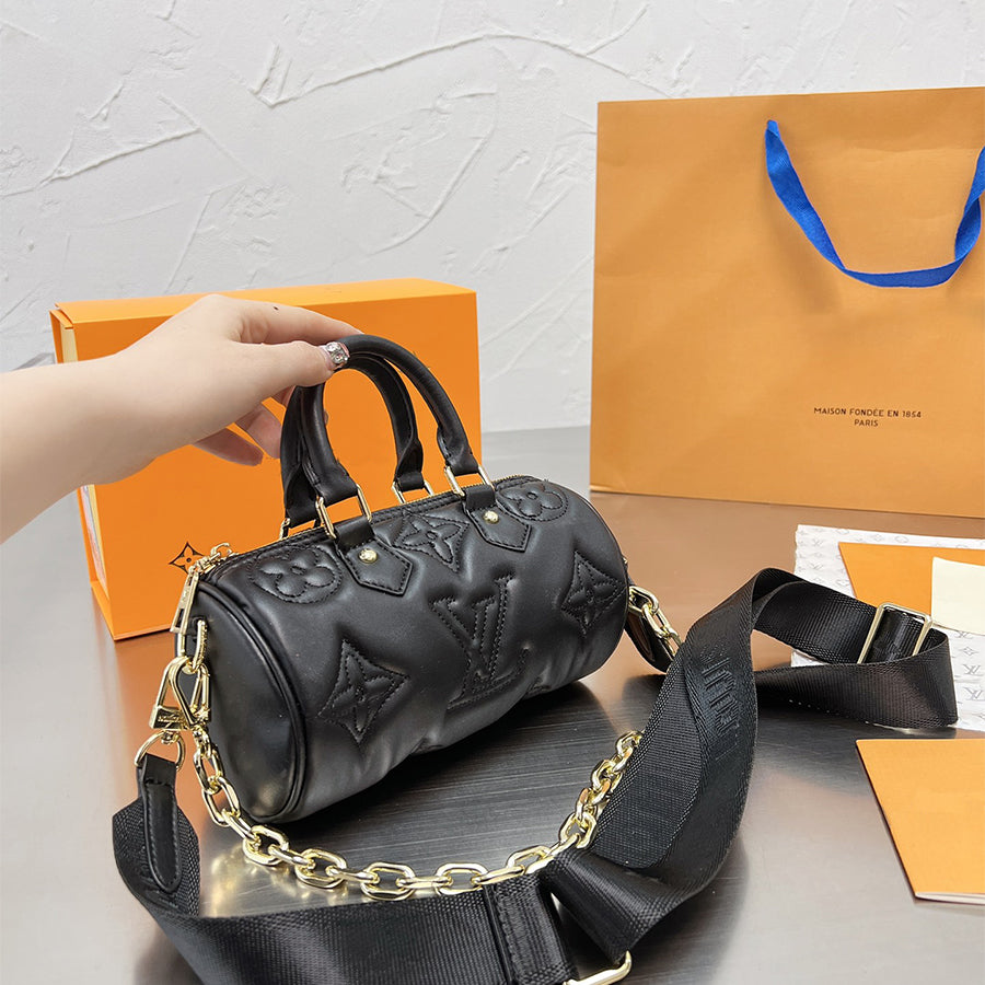 Women's Black Brand Print Bucket Bag