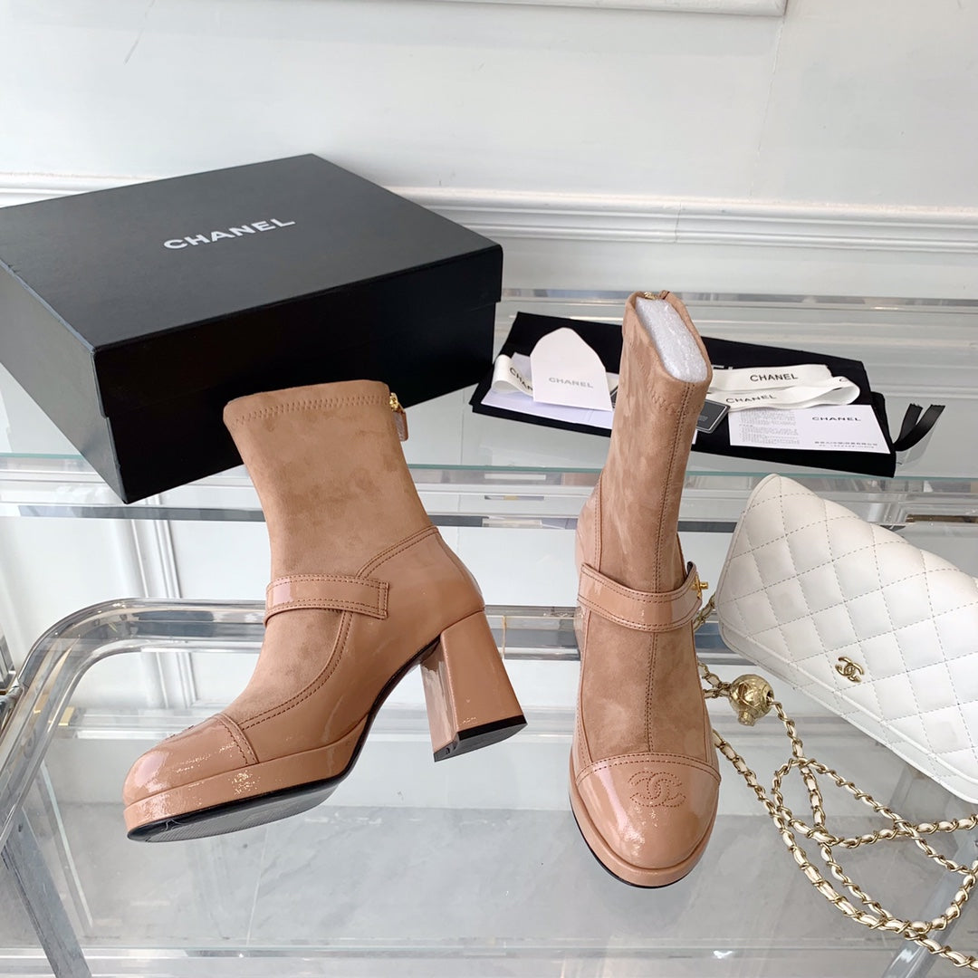 CNL Fashionable Leather and Suede Boots 0724102318