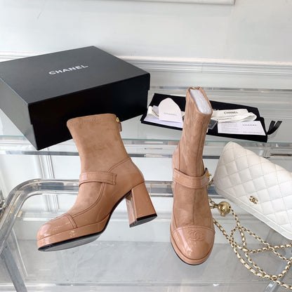 CNL Fashionable Leather and Suede Boots 0724102318