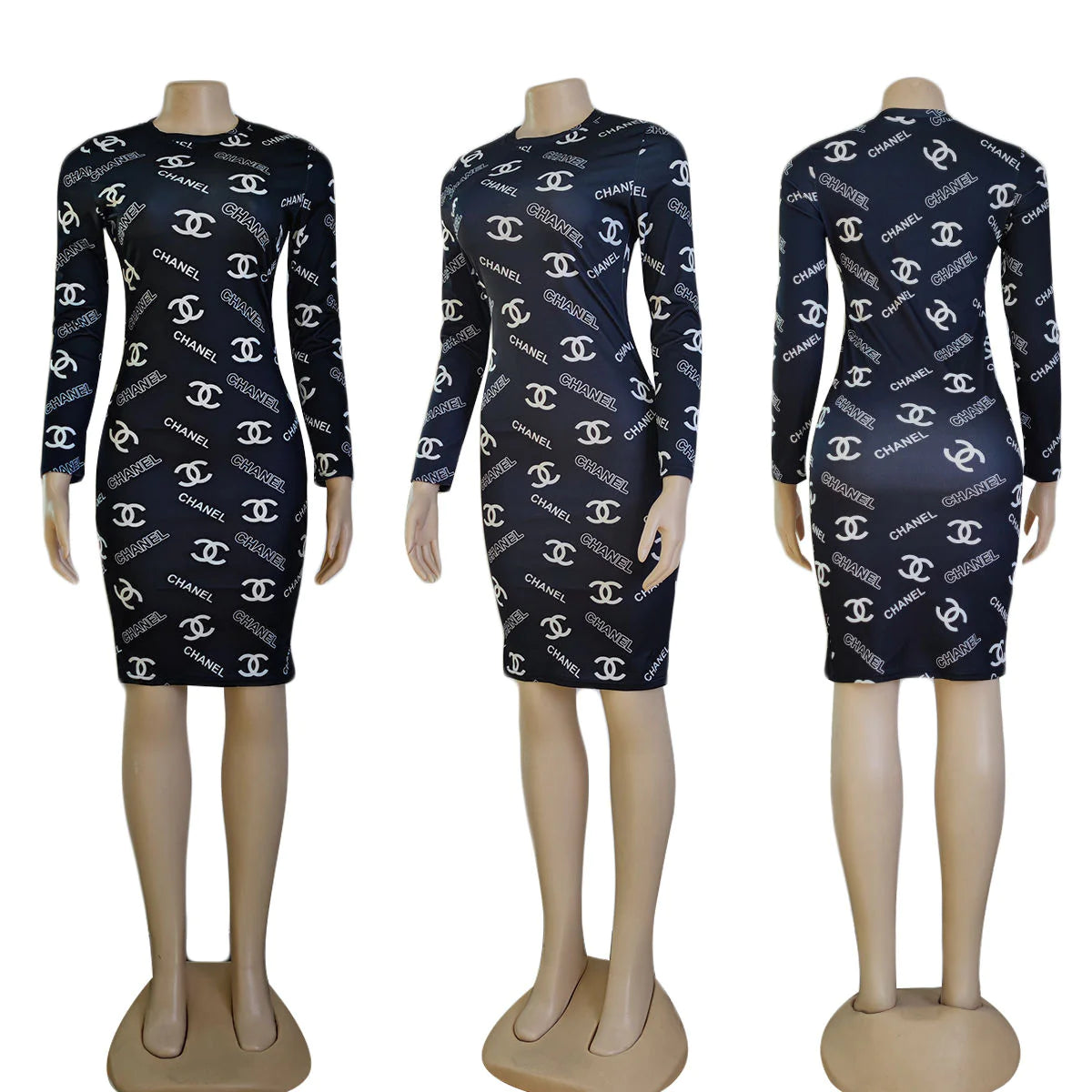 Sexy printed slim fit hip-hugging dress XC0823110101