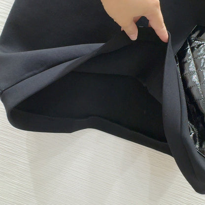 CNL round neck stitching diamond patent leather short sleeves 0724121105