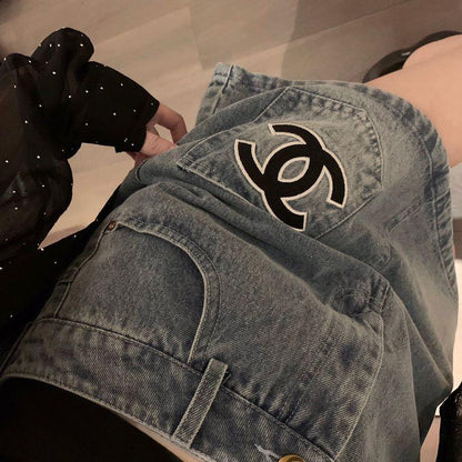 New Fashion Versatile High Quality Embroidered Denim Skirt 1024022903