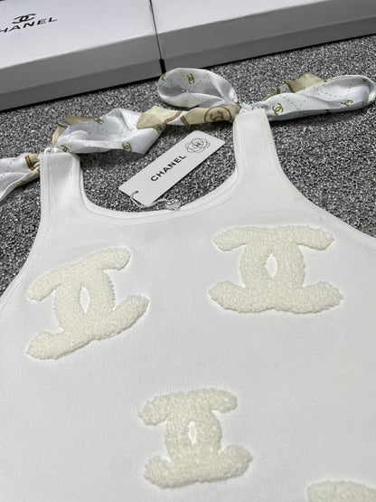 Summer new style tie bow jacquard knitted vest 0724042302