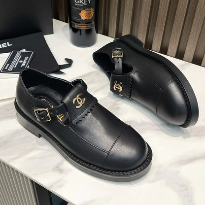 Retro versatile genuine leather shoes loafers 0724030508