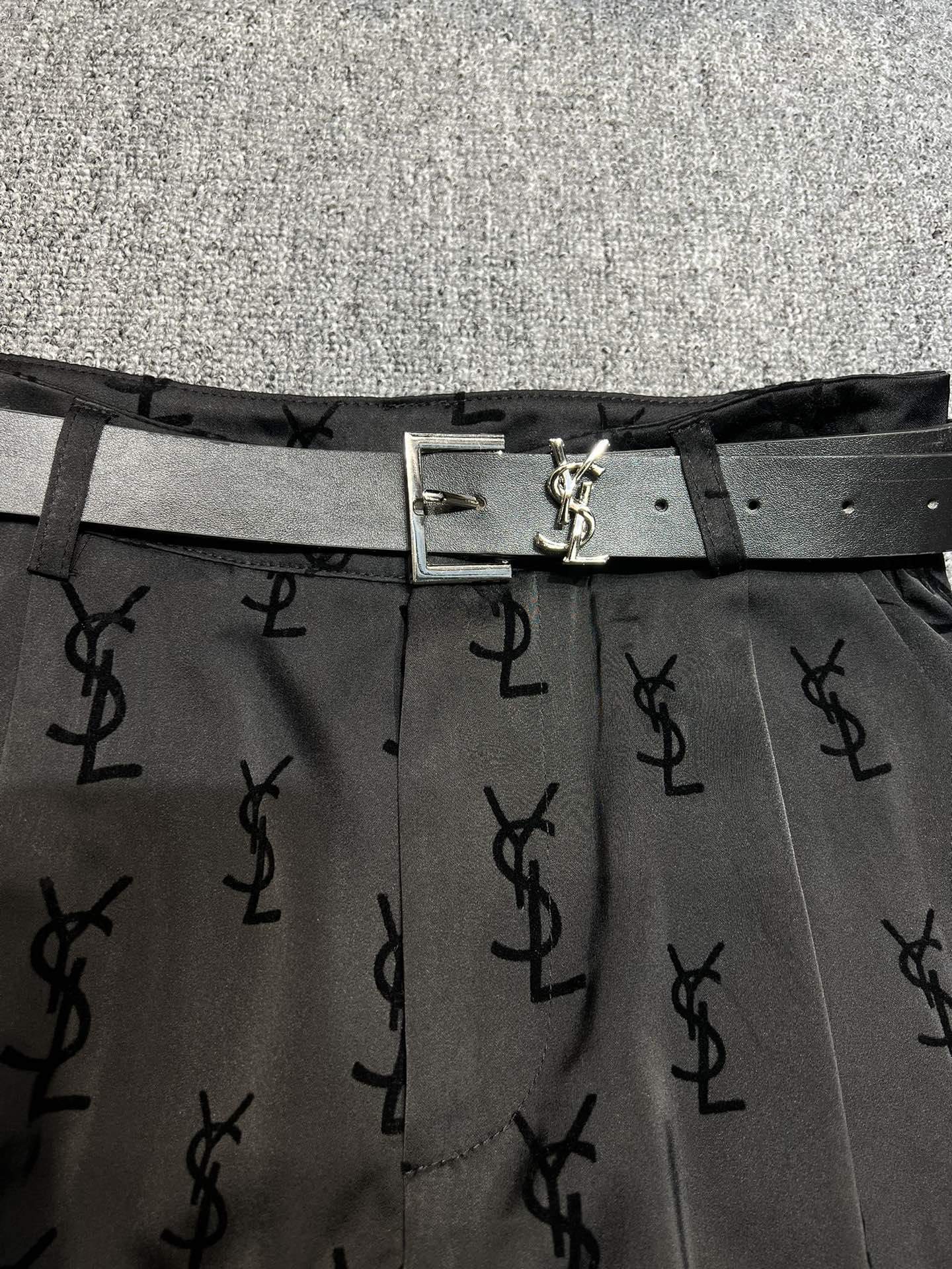 Flocked letter logo wide leg pants (with belt) 1824021906