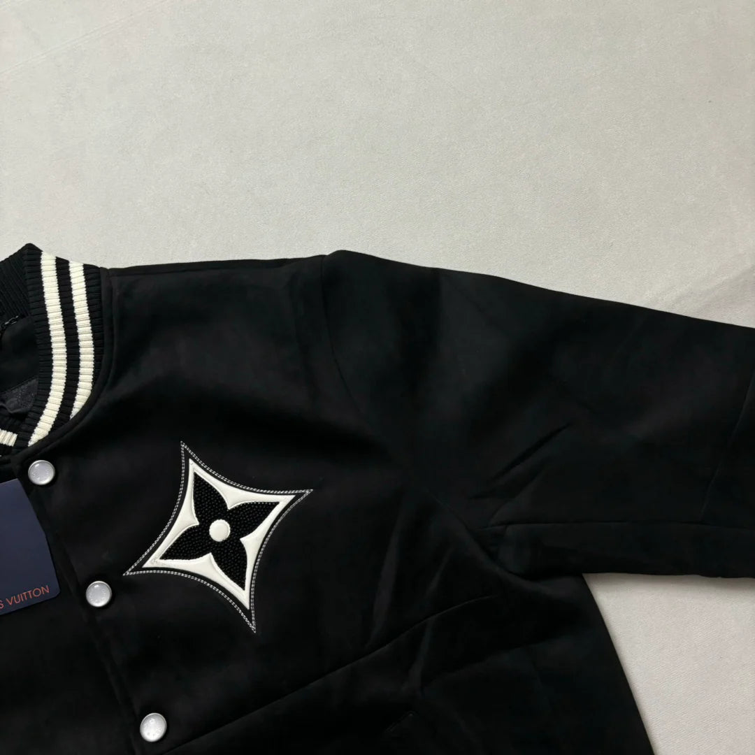 New Unisex Aviator Suede Floral Baseball Jacket 1024101007