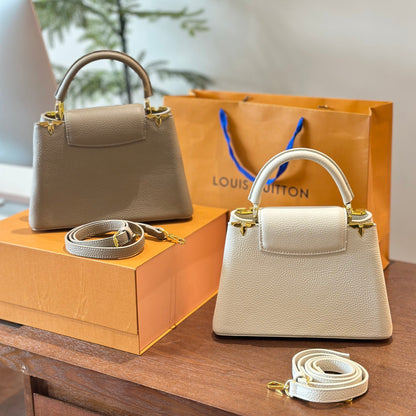 New Capucines Metallic Flower Trim Handbag 1824042604