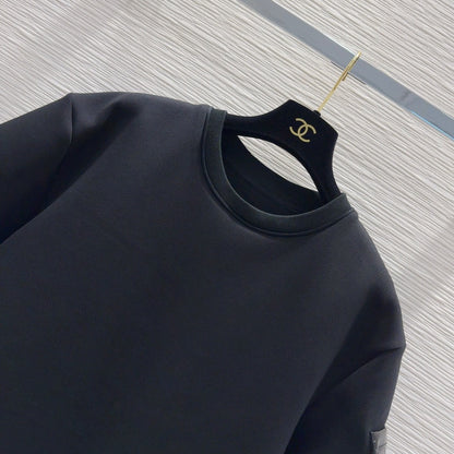 CNL round neck stitching diamond patent leather short sleeves 0724121105