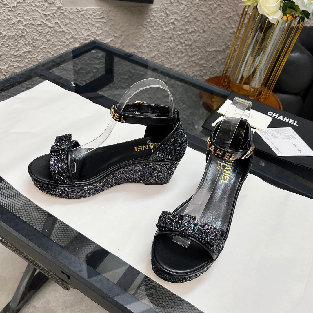 Chane1 top fashion thick sole sequined sandals 0724030815