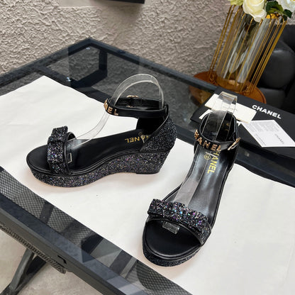 Chane1 top fashion thick sole sequined sandals 0724030815