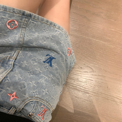 Embroidered jacquard denim skirt 1824042612